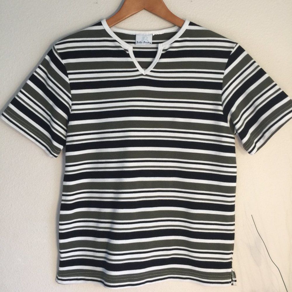 Bobbie Brooks Striped Shirt Olive, M